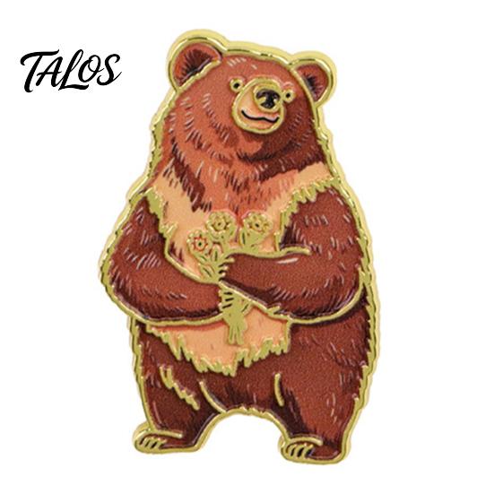 Metal Lapel Pin Enamel Animal Brooch Pin, Bear Penguin Fox Dog Hedgehog Badge, Clothes Decorative Pins Men Women Alloy for Coats Sweaters Scarves