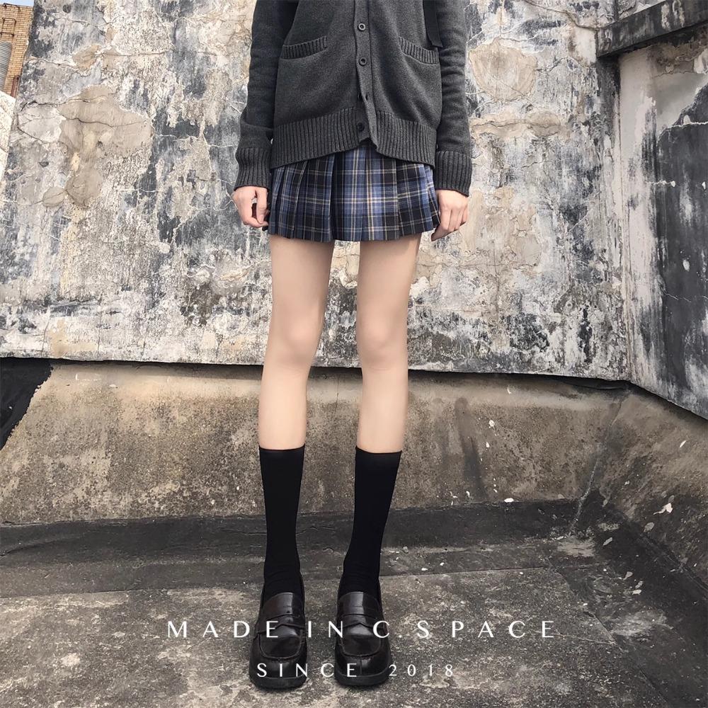 Samt-Wadenstrümpfe, Damen-Socken, dünne Beinstrümpfe, JK-Socken, schwarz, japanische mittelhohe und kniehohe Socken, Schlauchsocken