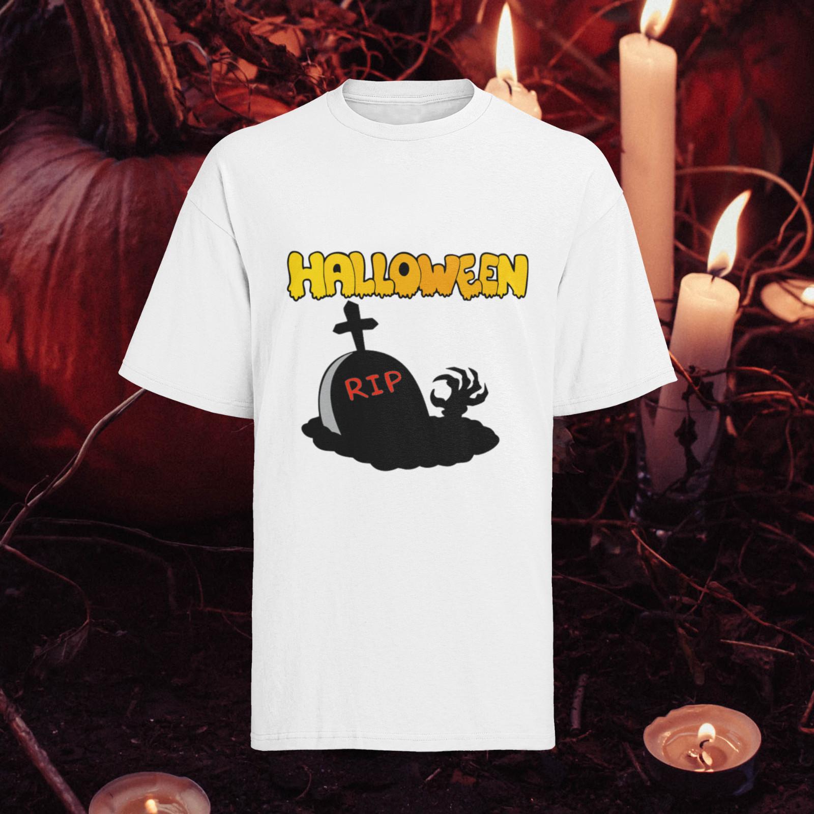 Excellent Happy Halloween Headstone RIP Mens T-Shirt Mens Womens Tees Top Organic Cotton Pumpkin S