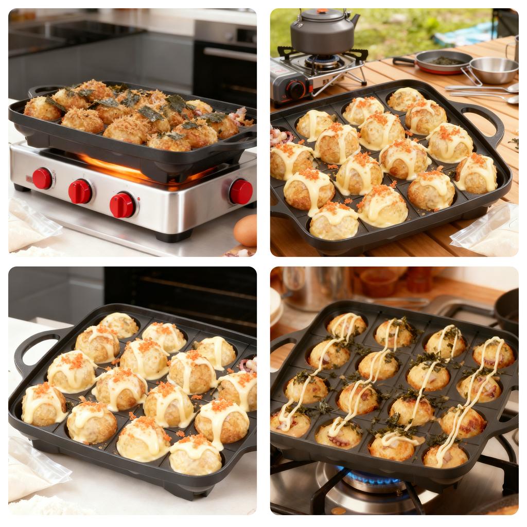 7/16 Otworów Patelnia do Gotowania Ciasta Żeliwna Patelnia do Omletów Patelnia do Takoyaki Garnek do Gotowania Śniadaniowy Patelnia do Jajek Forma do Ciasta Naczynia Kuchenne Naczynia Kuchenne