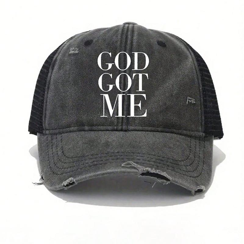 1pc Men's Letter Print Washed Baseball Cap,Outdoor Sunshade Hip-Hop Hat,Adjustable Dad Truck Driver Hat,Suitable For Daily Use
