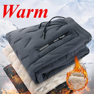 Men's Winter Lambswool Casual Pants Thick Fleece Thermal Trousers Keep Warm Water Proof Sweatpants High Quality Fashion Straight Trousers