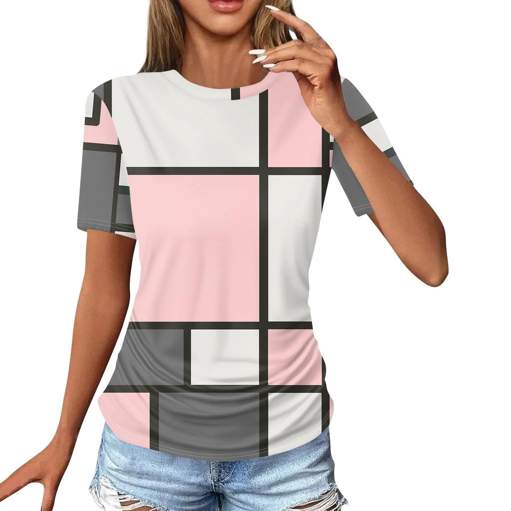 Tricouri Damă Moda Casual Topuri Gât rotund Mânecă scurtă Imprimată Tunica