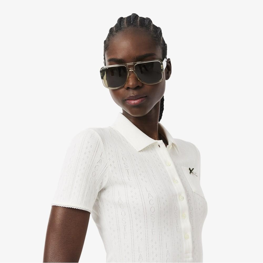 [lacoste] Women's Pointelle Polo Short-Sleeve Dress EF6582-56G70V