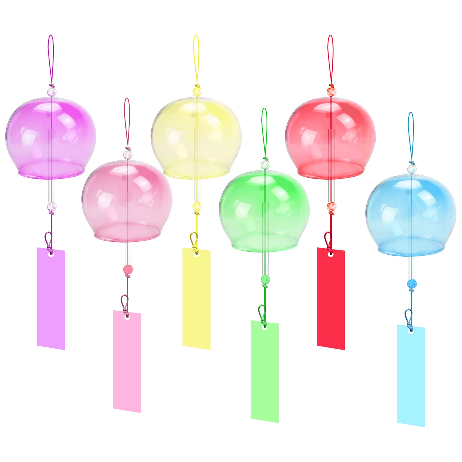 

siawadeky Wind Chimes, Set of 6, Handmade Glass Wind Chimes, Edo Style, Clear Sound, Protection Against Evil, Brings Good Fortune, Cool Feeling, Summe
