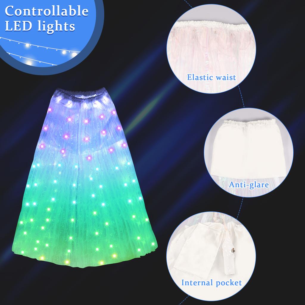 LED Glowing Light Skirt Adult Fancy Ballet Dancewear Christmas Party Costume Ball Performance Light Up Gown Luminous Clothing