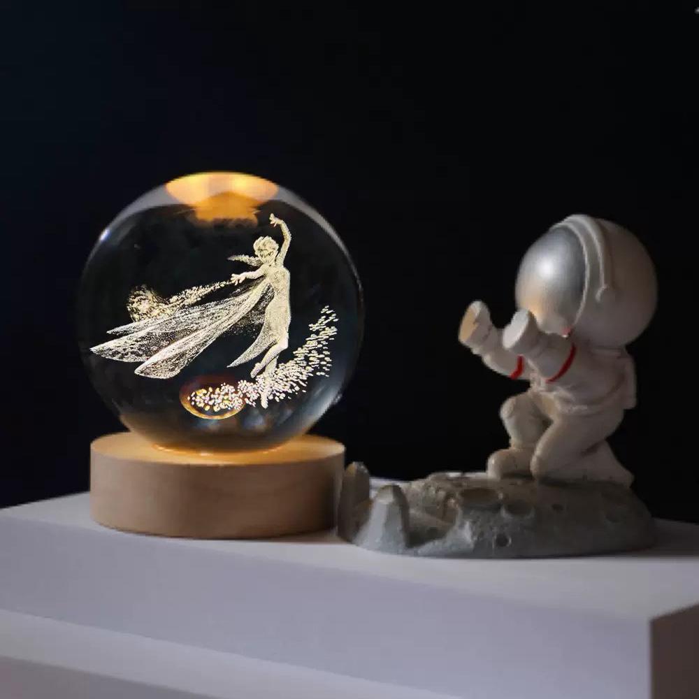 Creative 3D Carving Crystal Ball 8CM/3.15in Multiple Series Styles Suitable for Home and Office Desktop Decor