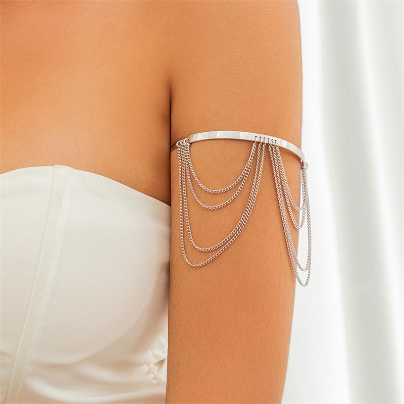 Vintage gullfargede åpne overarmsarmbånd for kvinner på hånden Goth dusklenkekjede armbånd parsmykker gave ny