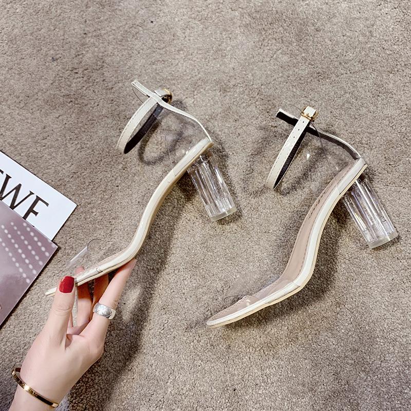 2026 summer new women's transparent sandals crystal hundred, with thick heel casual sandals women's high heel women's shoes