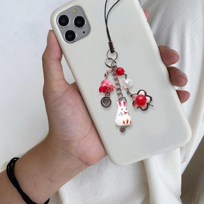 Fashionable Phone Charm Bag Pendant Decoration Keyring Lucky Cat Keychain and Phone Accessory for Good Fortune