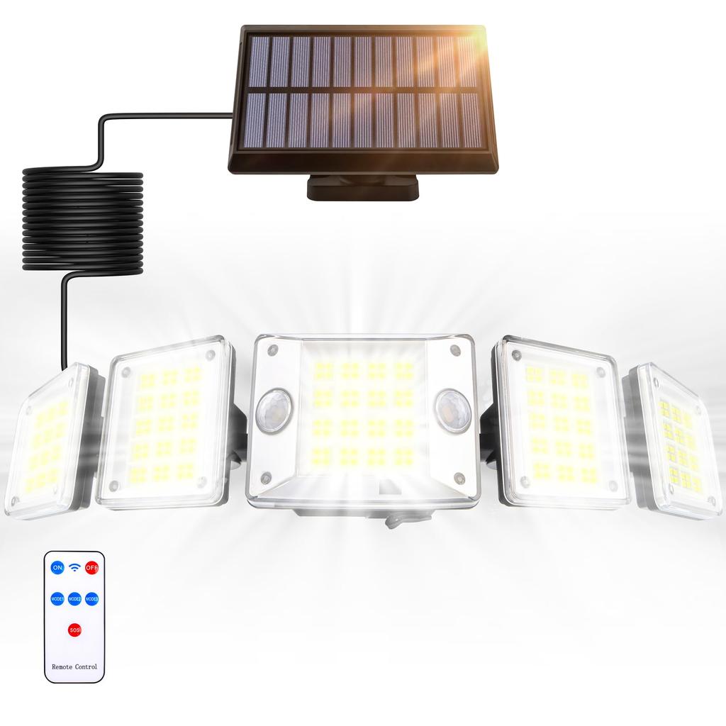 COPPOR Solar Light for Outdoor Use Separate Motion Sensor Solar 2400mAh High 4200 3 Intelligent Remote IP65 5M Extension Indoor Disaster Automatic