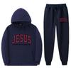 Letter Print Hoodie Sweatpants Set Men Women Casual Tracksuit Long Sleeve Sportswear