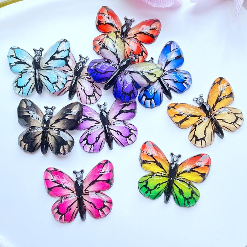 10pcs New Cute Acrylic Mini Butterfly Pattern Flat Back Cabochon Scrapbook Kawaii DIY Embellishments Accessories Home Decor