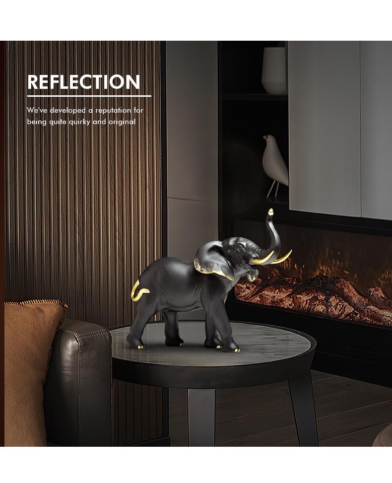 Modern Light Luxury Elephant Ornament - Resin Handicraft for Office, Living Room, or TV Cabinet Decoration