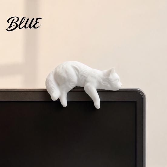 Sleeping Cat Figurine Cute Computer Monitor Decor 3D Printed Screen TV Cabinet Edge
