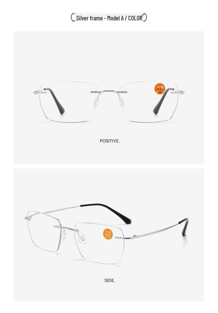 Ultra-Light Frameless HD Reading Glasses with Anti-Blue Light for Middle-Aged & Elderly