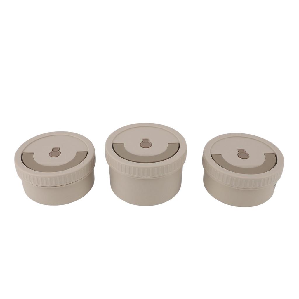Insulated Food Container Beige 316 Stainless Steel Round Sealed Leak Proof with Bag Insulated Bento