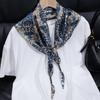New simulated silk triangle scarf women's cashew flower small shawl neck protection silk scarf scarf fashion versatile scarf