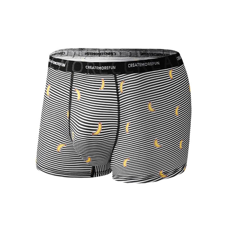 Large Size Spring and Summer Men Printed Antibacterial Breathable Flat Angle Underwear