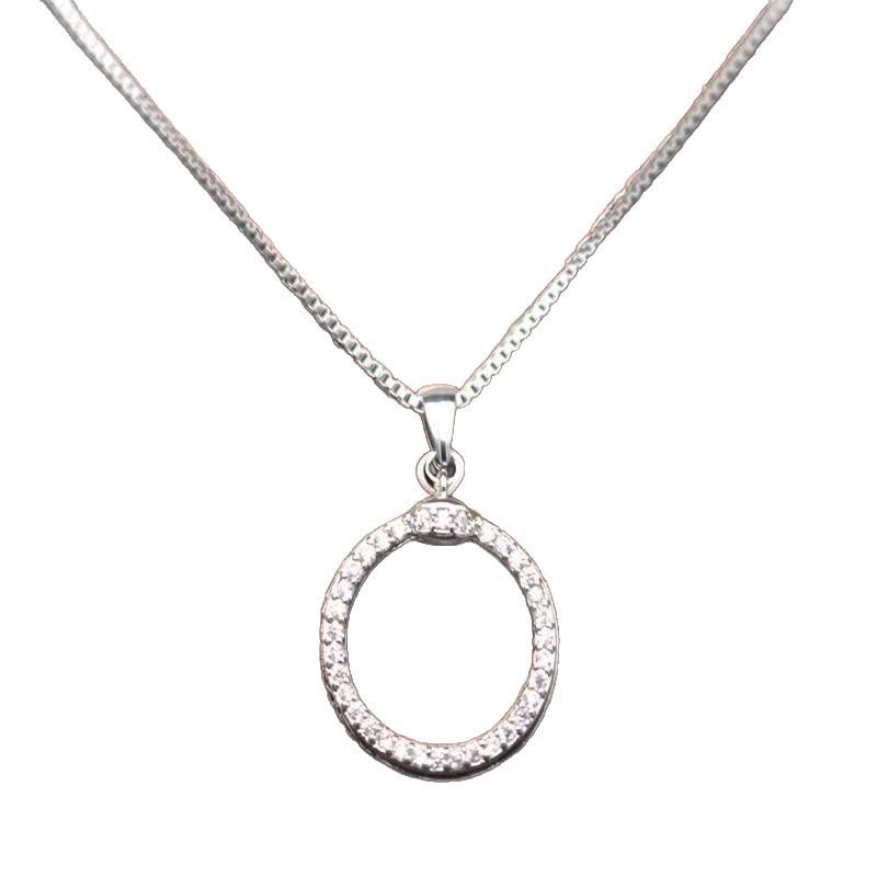 Minimalistische Zirkon-Rundanhänger-Halskette - Luxus-Schlüsselbein-Schmuck für Damen