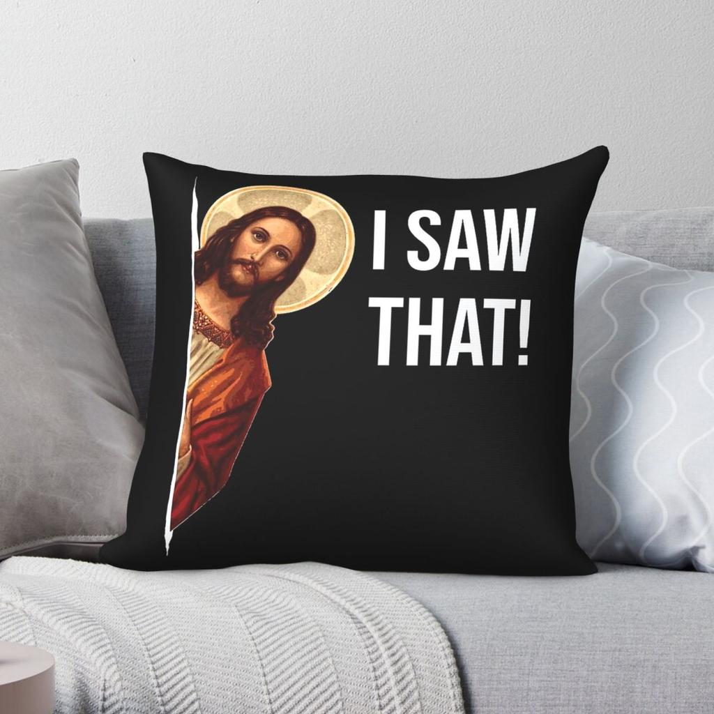 Jesus Meme Ich Habe Das Gesehen Quadratische Kissenhülle Polyester Leinen Samt Bedruckt Reißverschluss Dekor Auto Kissenbezug