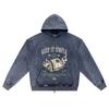 DTG Print Knitted Denim Zip-Up Hoodie Keep It Simple Brother Print Zipper Hoodies  