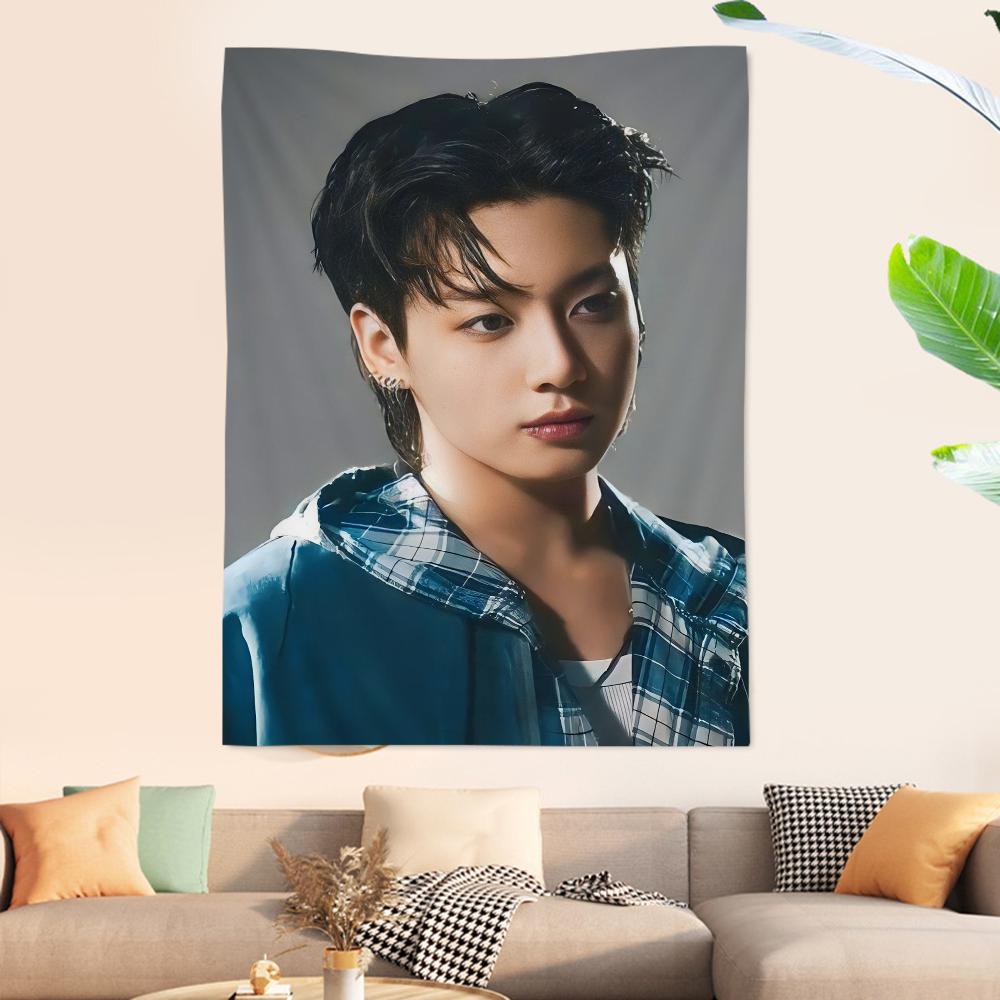 JJungkookS Singer Cartoon Tapestry Art Science Fiction Room Home Decor Wall Hanging Sheets