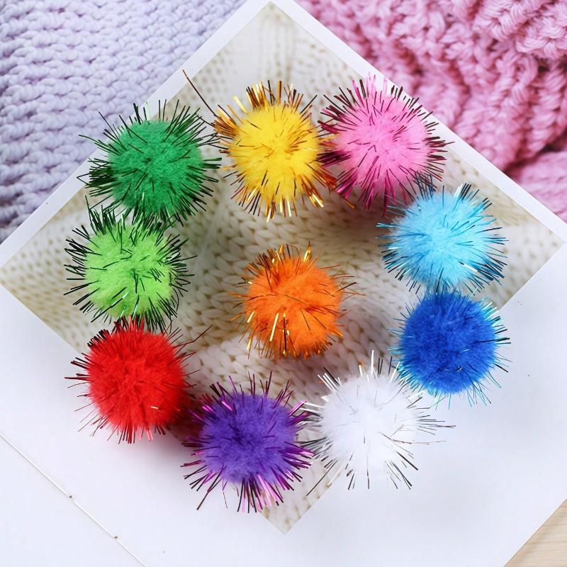 Random Color Plush Ball Cat Toys, Soft Interactive Stress Relief Toys For Pets