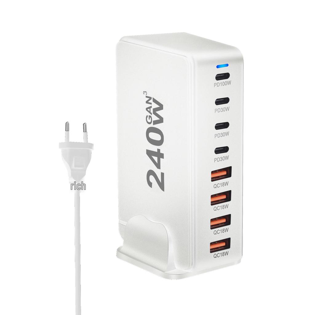 240W PD Multi-Port Desktop Charger for Mobile Phones—268W GaN Fast Charging Station