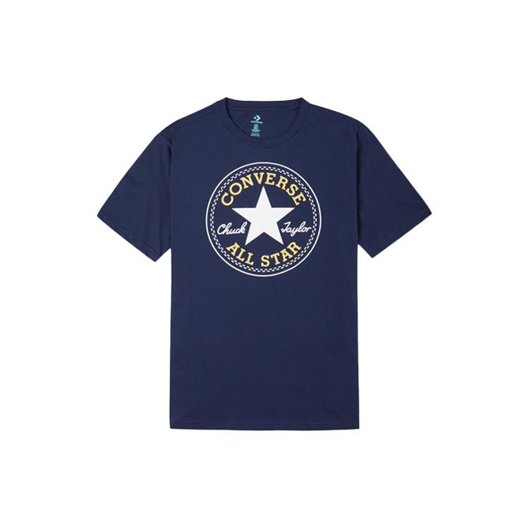 Men s Converse All Star Classic Printing Sports Round Neck Short Sleeve Navy Blue 10007887-A56 M