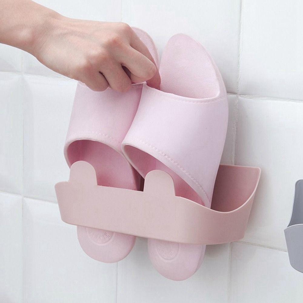 Self Adhesive Slippers Rack Wall Mounted Shoe Drying Rack Simple Shoes Hanger Home