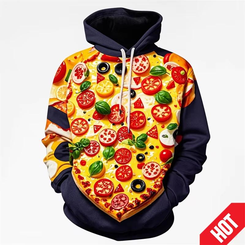 Men's Clothing 3D Printed Funny Food Pizza Hoodie Men's Streetwear Men's Oversized Hoodie Pullover Men's Autumn Hoodie