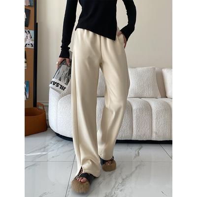 Wrinkle-resistant TR Drape Padded Wide-leg Pants Trailing Split Fall and Winter