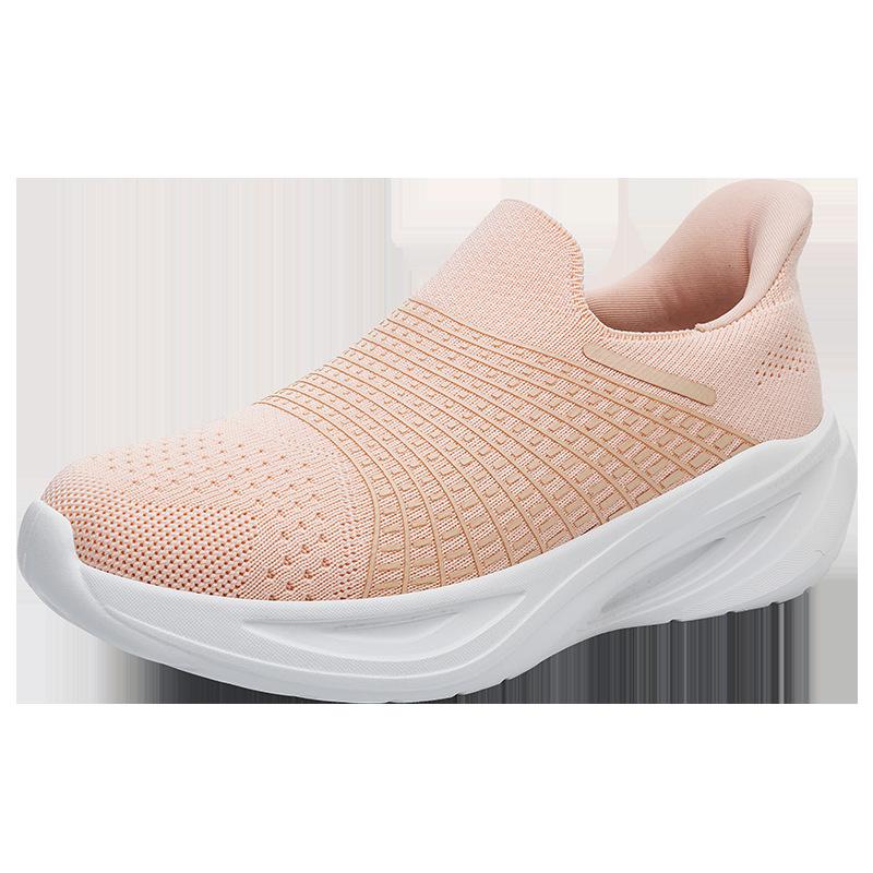 Spring Flyknit Slip-On Lightweight Running Shoes for Men and Women - Breathable Casual Sports Sneakers 39 розовый