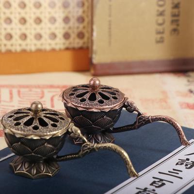 Small Incense Burner Zinc Zinc Alloy Metal Censer Home Vintage Ornaments Lotus Hand Stove  Sandalwood