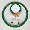 3Pcs Vintage Simple Imitation Jade Necklace Bracelet Earrings Jewelry Set For Women Temperamen Banquet Accessory