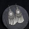 Retro Tibetan silver fringed earrings women's long temperament versatile earrings fashion personality vacation earrings