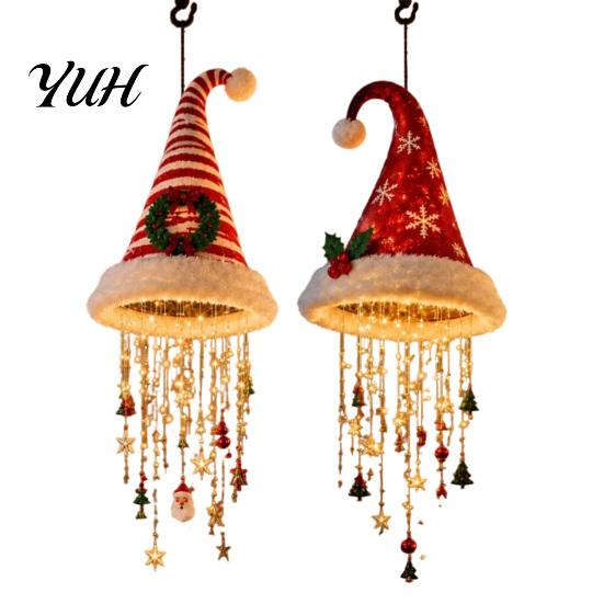 Weihnachtsbaum Hängende Ornamente Weihnachtsmütze Laterne, Leuchtende Weihnachtsmütze Dekoratives Licht mit LED-Lichterkette Feiertagsparty Dekorationen Und Anhänger, Anhänger