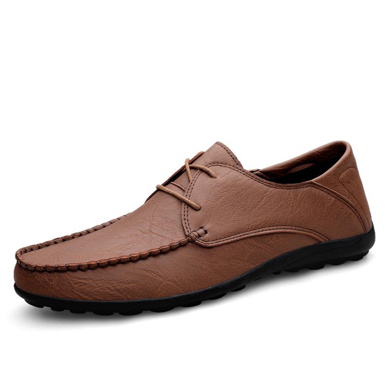 Fashion Brown Leather Men Shoes Fashion Formal Men Shoes Moccasins Italian Breathable Male Driving Shoes Black Plus Size 38-47