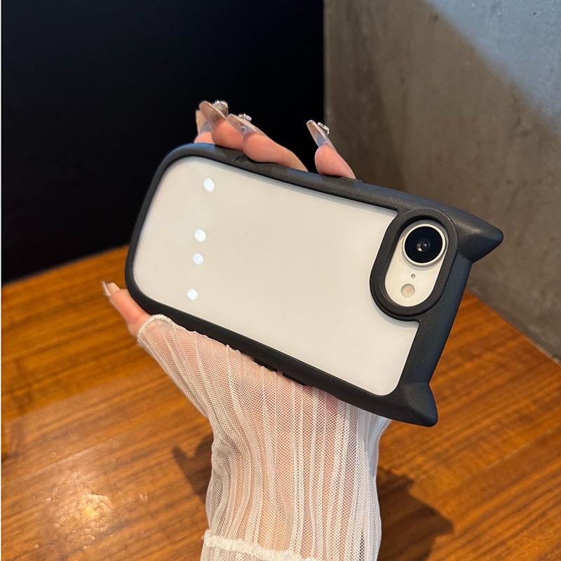 Розкішний милий прозорий чохол для телефону з вушками кота для iPhone 11 12 13 14 15 16 Pro Max Plus Прозорий ударостійкий акриловий бампер Задня кришка