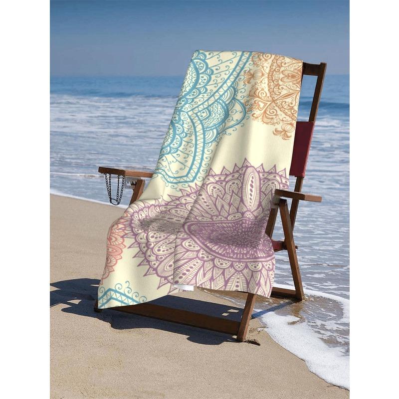 1pc Mandala Pattern Beach Towel, Modern Microfiber Bath Towel, For Vacation, Camping, Swimming, Bath, Gift Summer Travel