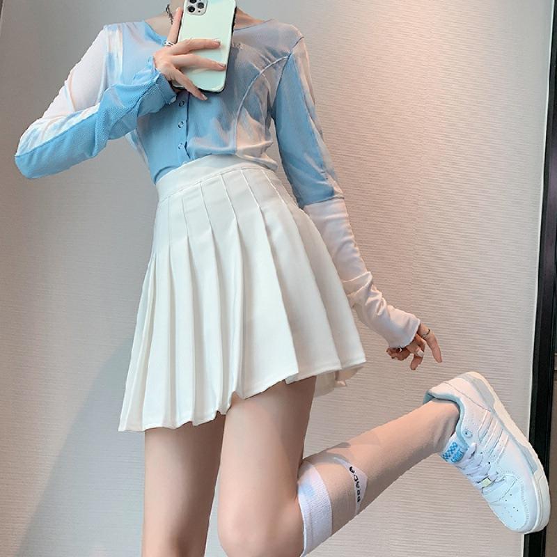 pleated skirt women's college fresh temperament high waist thin versatile Korean version slim skirt spring and autumn fashion a word solid color