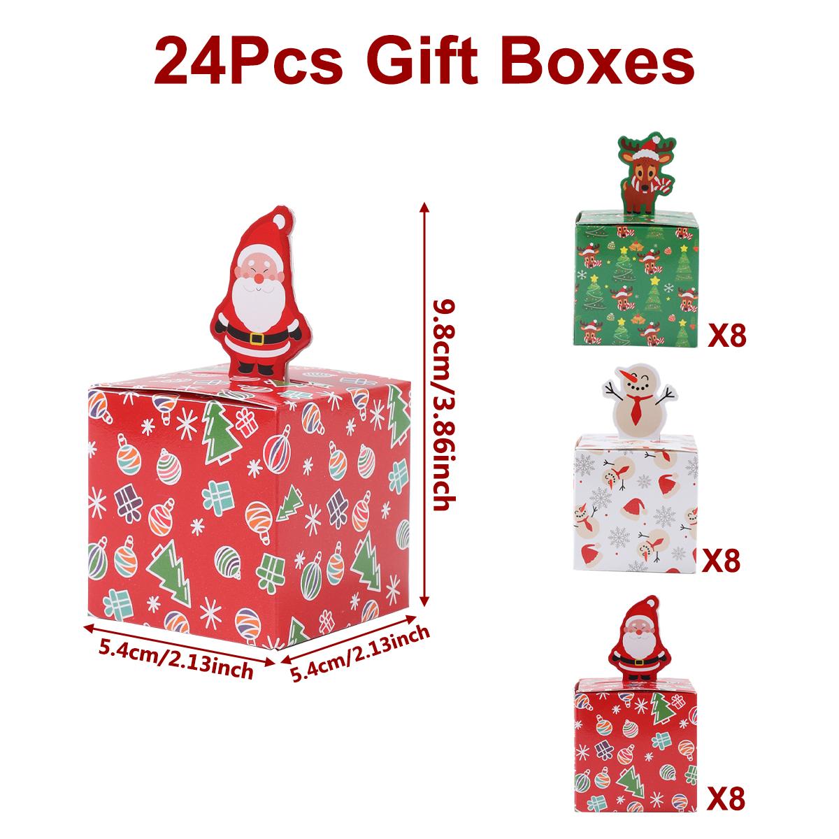 

24pcs Christmas Candy Boxes Party Decoration Xmas Santa Claus Gift Boxes Navidad Natal New Year Christmas Gifts Packaging Boxes as shown