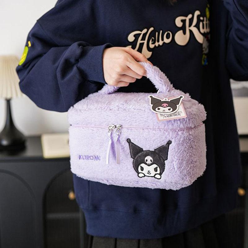 Sanrio Plush Makeup Bag Kuromi Cinnamoroll My Melody Hello Kitty Portable Cosmetic Bag Cute Handheld Storage Pouch Kawaii Gifts