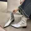 Fashion Pointed Toe Booties Women's Block Heel High Heel Mid-leg Boots