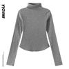American niche design pure desire Spice Girl style short-sleeved T-shirt women's semi-turtleneck ant waist vest fashion bottoming top