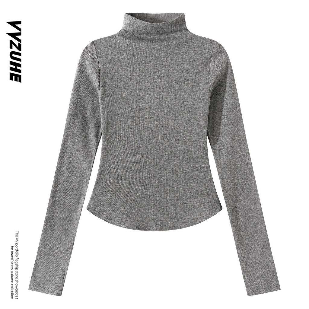 American niche design pure desire Spice Girl style short-sleeved T-shirt women's semi-turtleneck ant waist vest fashion bottoming top