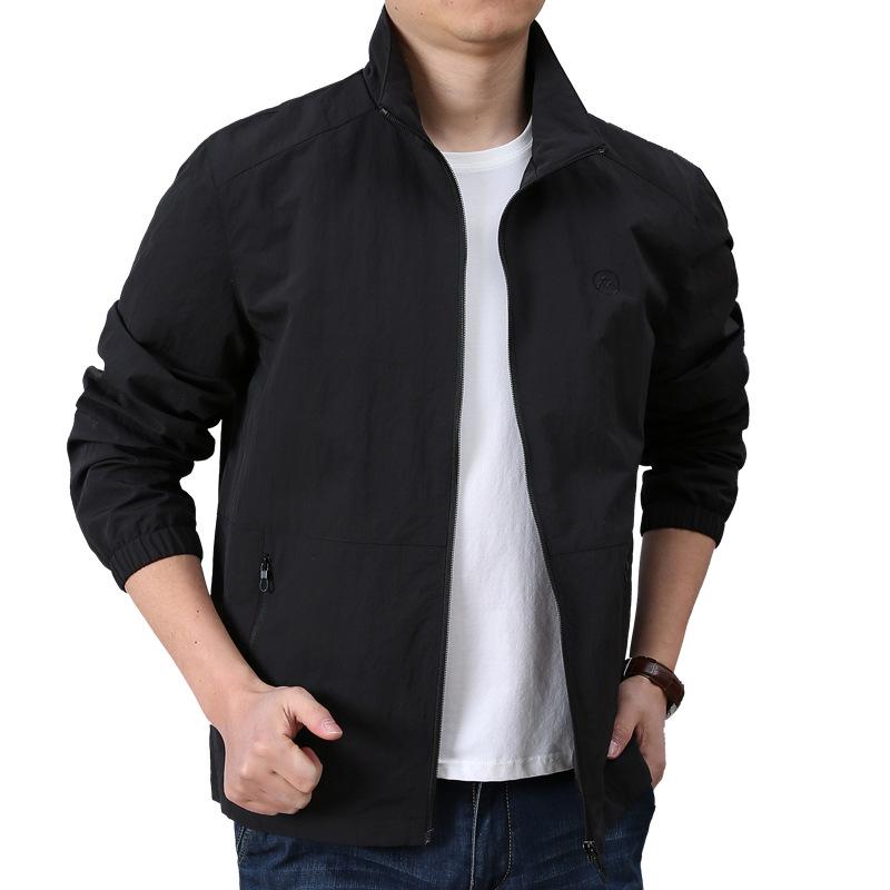 

5722 Spring Men s Breathable Casual Jacket - Lightweight, Loose, Stylish Outerwear for Middle-Aged Men XL for 145-160 lbs чёрный