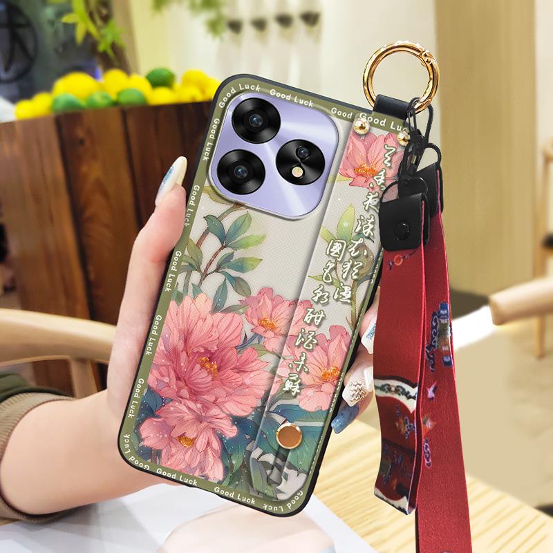 Strapazierfähige Schmutzabweisende Handyhülle für UMIDIGI A15/A15C Lanyard Weiche Hülle Chinesischer Stil Wasserdicht Stoßfest Armband