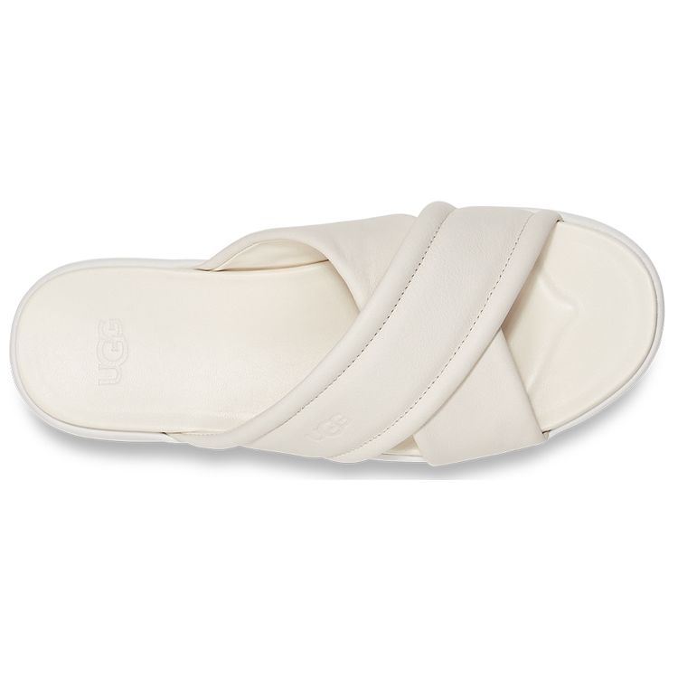 UGG Comfortable Leather Cross Slide Slippers Women slippers White 1128635-JLTH